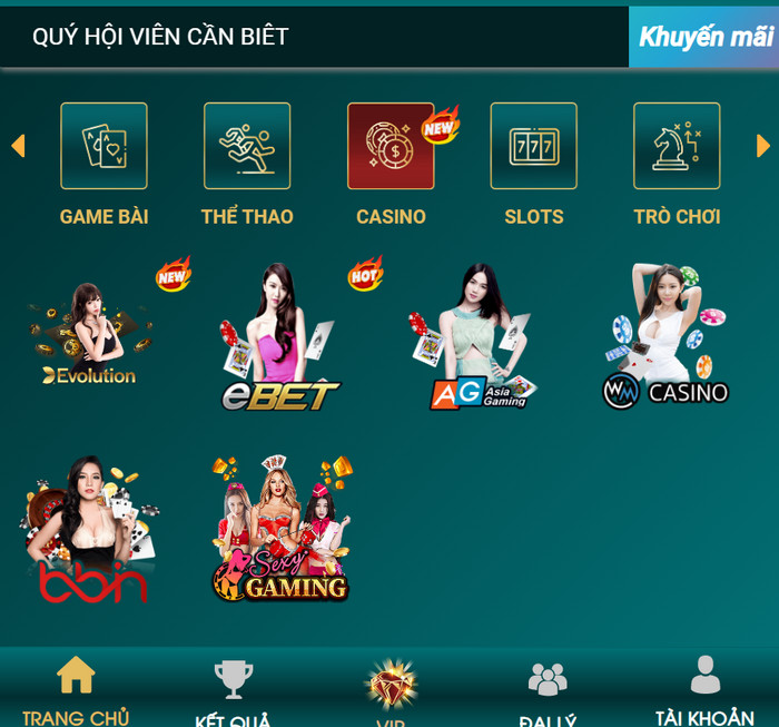 Casino Online đa dạng phong phú trên Loto188