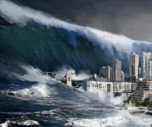 Mơ thấy sóng thần, nước lũ dâng cao nhấm chìm thành phố 